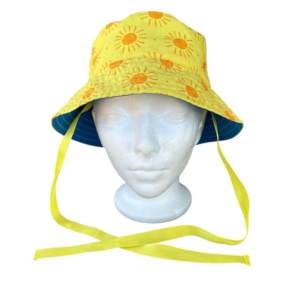 Hanna Andersson Yellow Sun Bucket Hat Ribbon Ties Youth Medium GUC - Picture 1 of 7